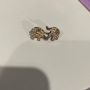 Gold jewelry elephant earrings